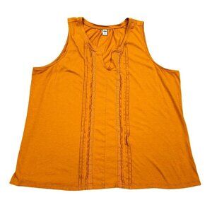 Old Navy Mustard Pintucked Split Neck Sleeveless Jersey Top Size XXL